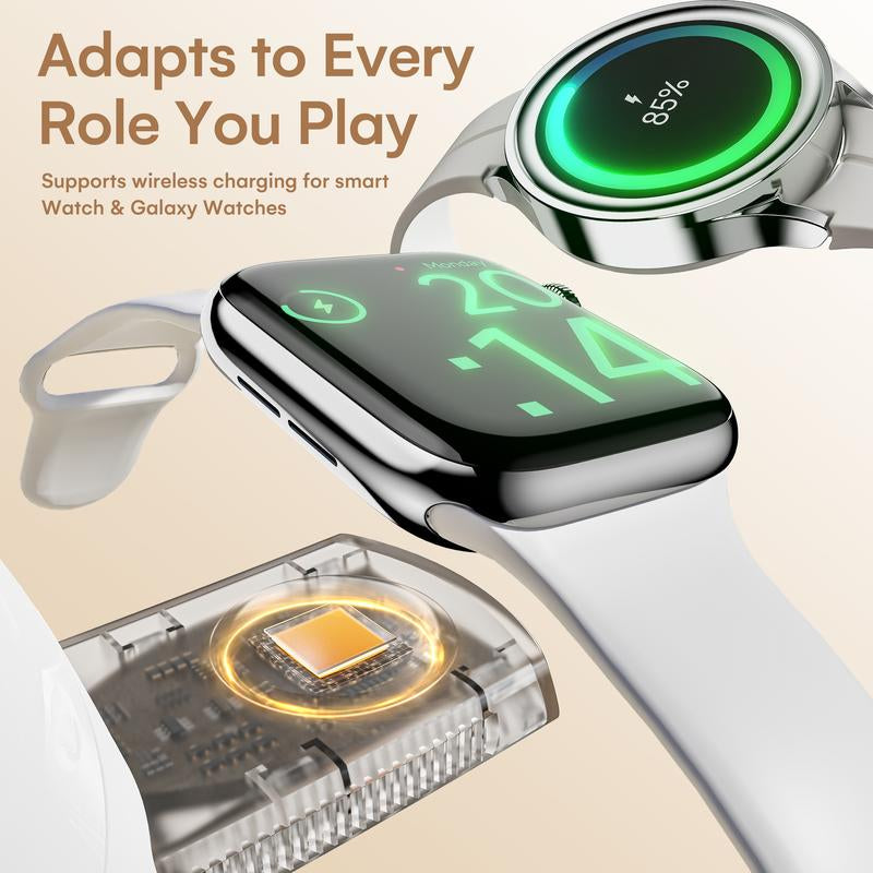 ZEEHOO 4-In-1 Wireless Charging Station for Apple,15Wqi2 Mag-Safe Charger with Dimmable Light & 360° Rotatingphone Stand, Fast Charger for Iphone 16-12, Airpods, Applewatch & Samsung Watch (30W Adapter Included)