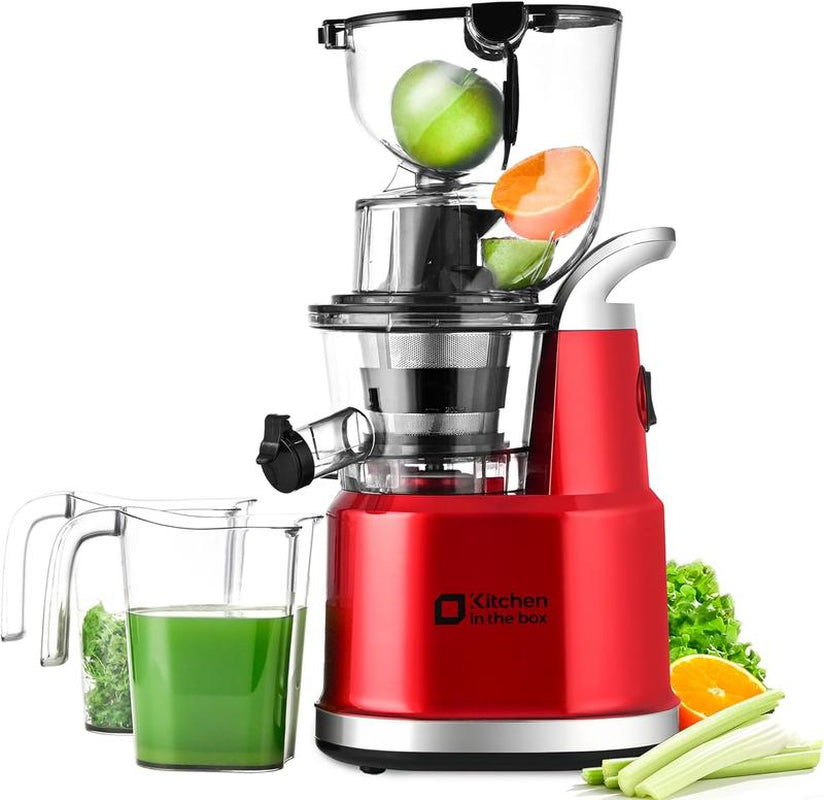 Cold Press Juicer, Slow Masticating Juicer Machine with 3.3” Large Feed Chute for Whole Fruits & Veggies, High Juice Yield, Bpa-Free