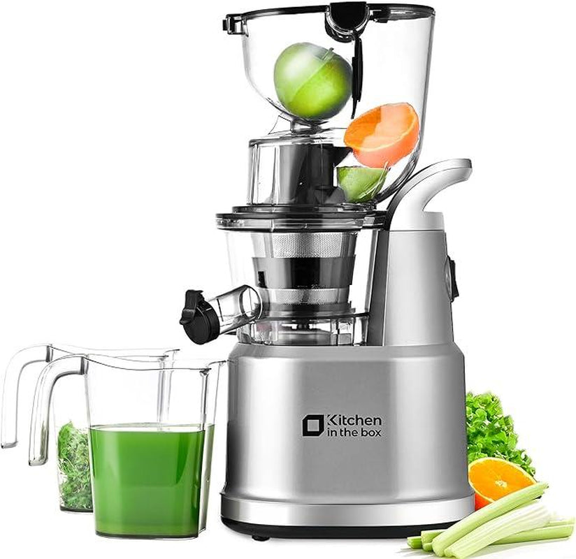 Cold Press Juicer, Slow Masticating Juicer Machine with 3.3” Large Feed Chute for Whole Fruits & Veggies, High Juice Yield, Bpa-Free