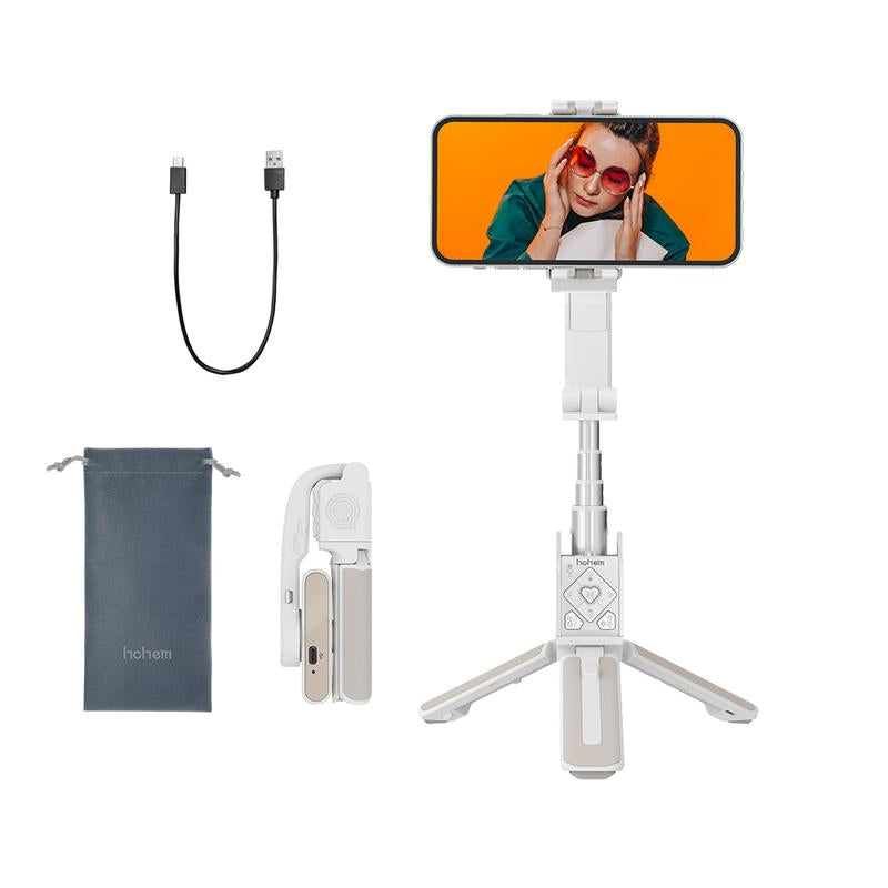 Hohem Isteady Q Selfie Stick Gimbal Stabilizer, 2 Axis Face Tracking & 360° Rotation Tripod with Wireless Remote, 4 in 1 Portable Tripod W/Extendable Stick