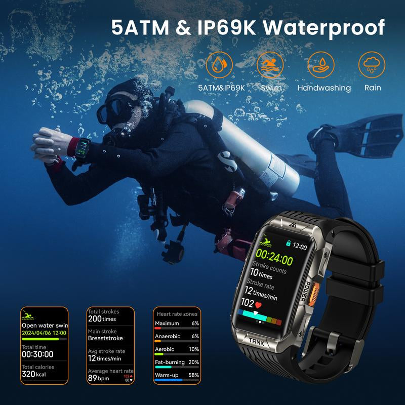 KOSPET X2 Smartwatch,Fitness Tracker,Bluetooth Calls,44-Day Battery Life,50M Waterproof,Amoled Display, Full-Metal,Android&Ios Watches Black,Wearable,Watches for Men Smartphone,Heart Rate Monitor,Smart Band,Blood Pressuremonitor,Healthtracker,Touch Screen