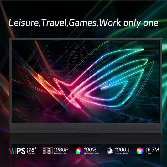 15.6'' 1080P Portable Monitor -Built-In Speakers, HDR, Ultra-Thin Bezels, Plug & Play, USB-C, Smart Case, Travel Display, Ips Screen