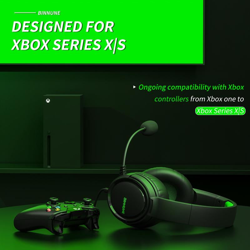 BINNUNE BG02 Gaming Headset with Mic for Xbox Series X S Xbox 1 PS4 PS5 PC Ns,Wired Headphones,50Mm Stereo Sound,3.5Mm Jack