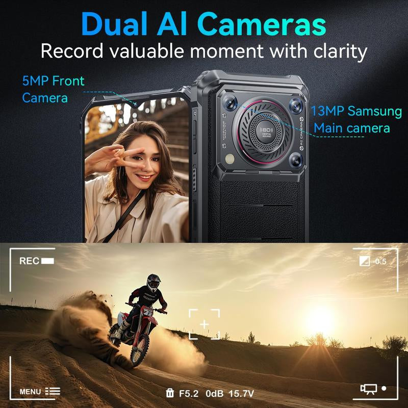 OUKITEL WP36 4G Rugged Smartphone - 10600Mah/15W Fast Charging, 16GB+128GB Unlocked Rugged Phone, 128Db Loud Speaker, Android 14, 13MP+5MP Camera, Nfc/Dual Sim/Otg