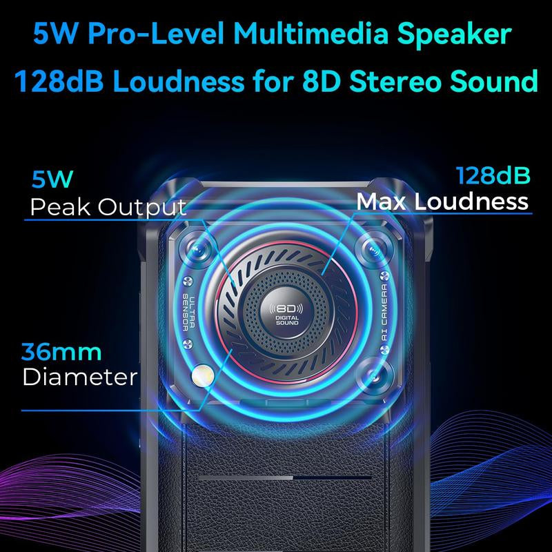 OUKITEL WP36 4G Rugged Smartphone - 10600Mah/15W Fast Charging, 16GB+128GB Unlocked Rugged Phone, 128Db Loud Speaker, Android 14, 13MP+5MP Camera, Nfc/Dual Sim/Otg