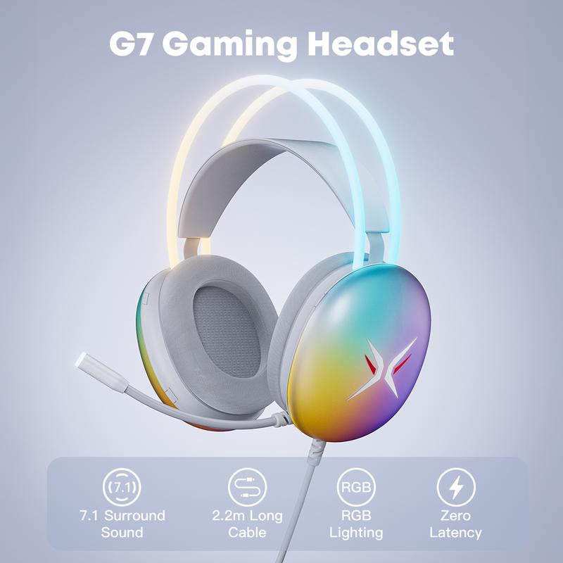 TAGRY TRONICX G7 Wired PC Gaming Headset with 50Mm Driver, ENC Microphone, USB Headset with 7.1 Surround Sound, Control Box for Pc/Ps5/Ps4/Switch Dock