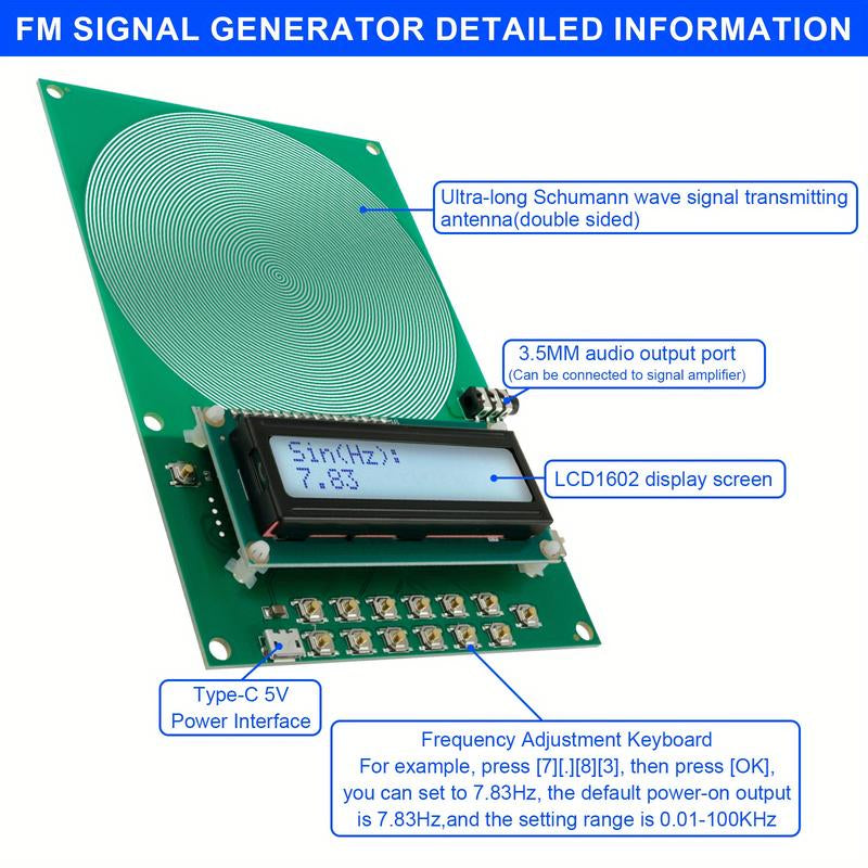 Schumann Waves Resonance Generator with Cover - Portable, Adjustable 0.01Hz-30000Hz, Ultra Low Frequency 7.83Hz for Relaxation & Sleep, 1Pc Audio Smartphone Crystal Usb Digital Speakers Charging Micro Square Sound Machine