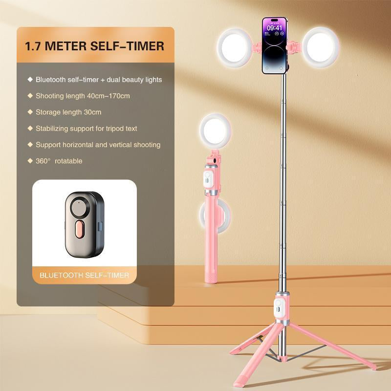 Selfie Stick Tripod , 45" Selfie Sticks with Wireless Remote, Portable Phone Tripod Compatible with 4''-7'' Iphone/Android Smartphones Selfie Stick for Travel Video Record Vlog,Tiktok Accessories Mobile Cellphone