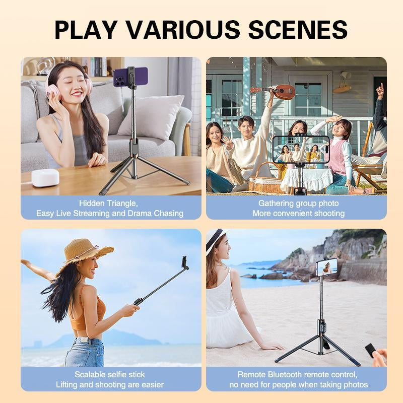 Selfie Stick Tripod , 45" Selfie Sticks with Wireless Remote, Portable Phone Tripod Compatible with 4''-7'' Iphone/Android Smartphones Selfie Stick for Travel Video Record Vlog,Tiktok Accessories Mobile Cellphone