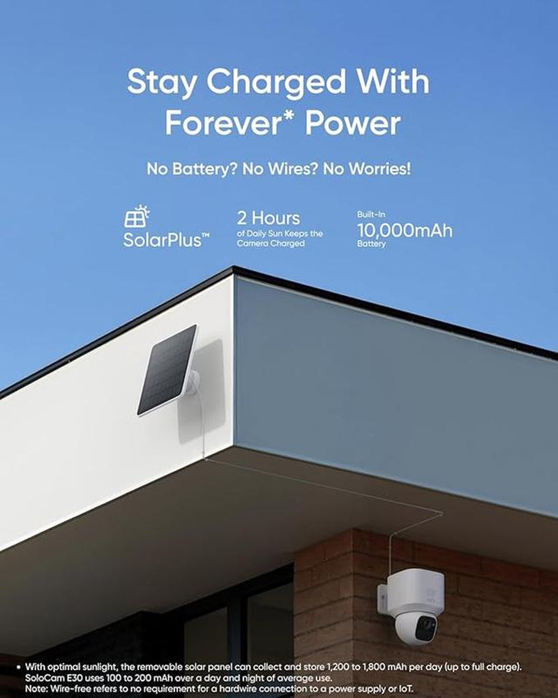 Eufy Security Eufy Solocam E30, Solar Powered, 360° Pan, AI Tracking, 2K Clarity, Security Cameras Wireless Outdoor, Camera, Outdoor Camera, Homebase S380 Compatible, No Monthly Fee