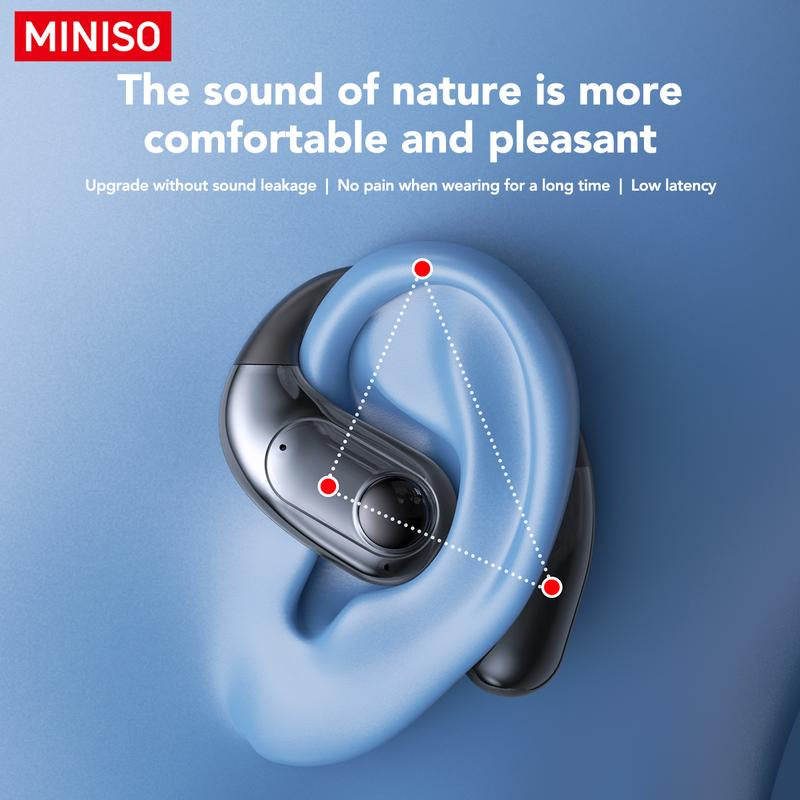 MINISO MS193 True Wireless Earphones,Lcd Full Color Display Charging Case,Ows Open Ear Headphones Waterproof Bluetooth Earbuds,Support Playing Music Gaming