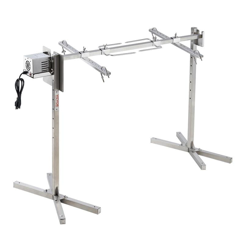 VEVOR Electric BBQ Rotisserie Grill Kit, 46 Inch 132 Lbs Capacity, Automatic 52W Motor Height Adjustable Universal Roaster Stand, Stainless Steel Grilling Kit, Spit Rod with Heat Shield for Pig Lamb
