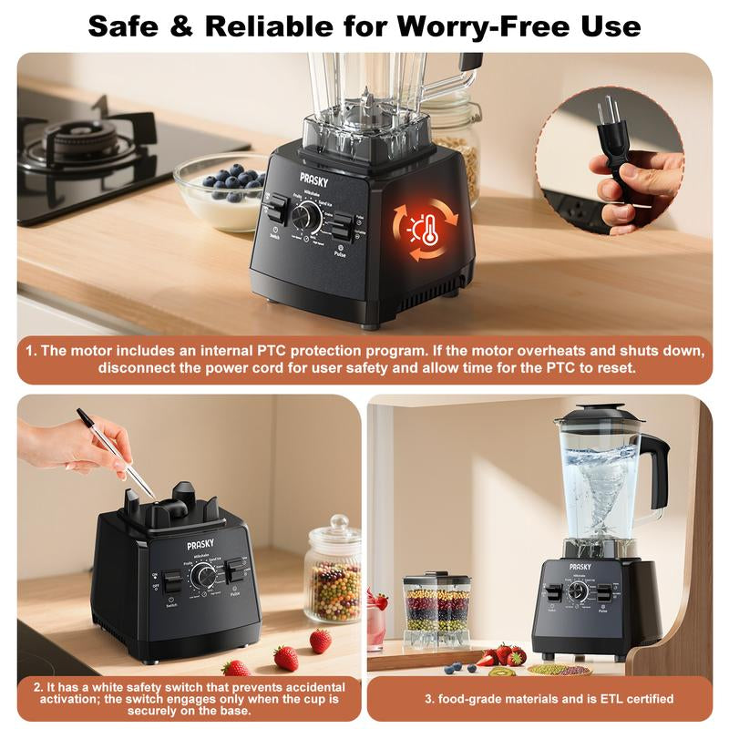 Prasky Professional Blender,Kitchen for Blender 68Oz BPA Free 2 Containers Countertop Blenders Ice Crushing&Max.2400Watts/1000Watts Blender and Grinder Combo 25000RPM , Smoothies/Juice/Nuts Butter/Food Processor/Kitchen Appliances /SMARTLIVING