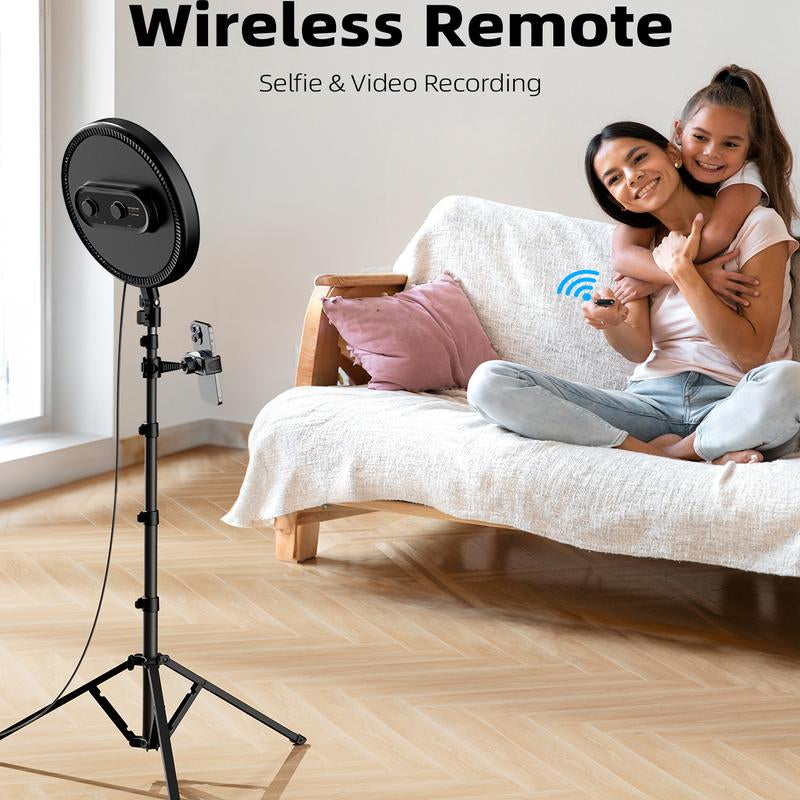 Weilisi Studio-Level Lighting for Content Creators - 13" Full-Screen Ring Light with 79" Adjustable Stand | No Shadows, Perfect for 4K Makeup Videos & Podcasts((Phone Mount+Remote)