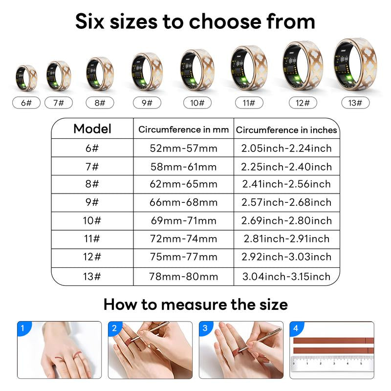 Tracking Fitness Ring,Enamel Wearable Smart Ring–Waterproof,Health Tracker,Sleep&Blood Pressure– Gift for Men,Women Gift Continuous Health Smart Sleep