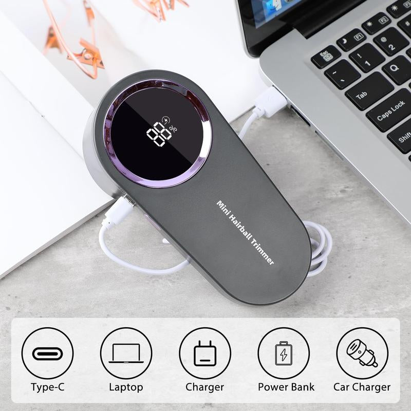 Portable Fabric & Lint Shaver, Smart Digital LED Display, for Removing Lint from Sweaters, Blankets, Sofas, with One Replaceable Blade