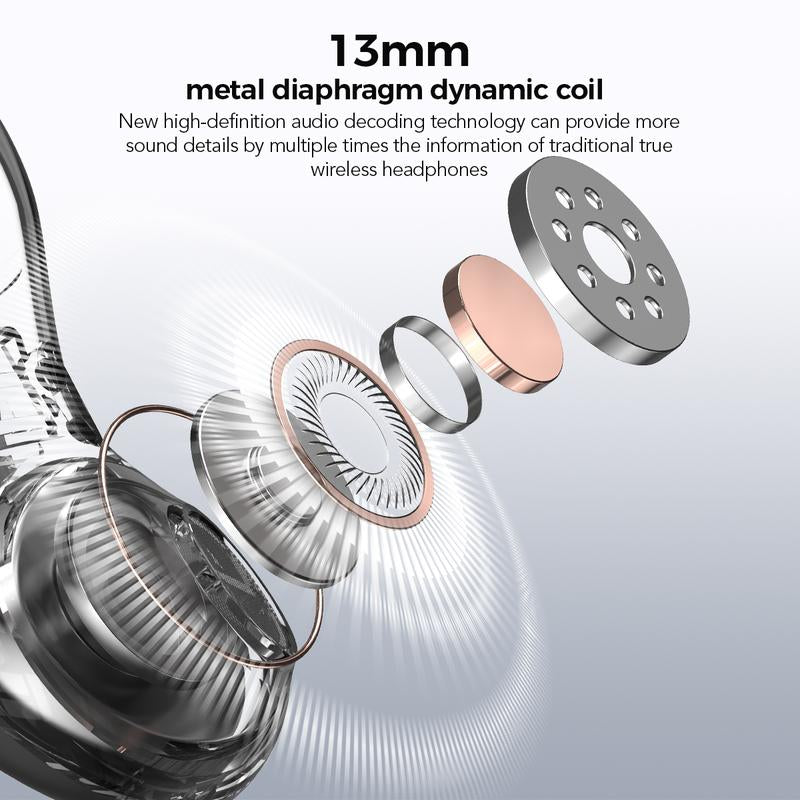 MINISO MS188 LCD Wireless Bluetooth Earphones,Ows Open Ear Headphones with Mic,Full Color Display Charging Case Headsets for Music Sports, Earbuds with Earhooks