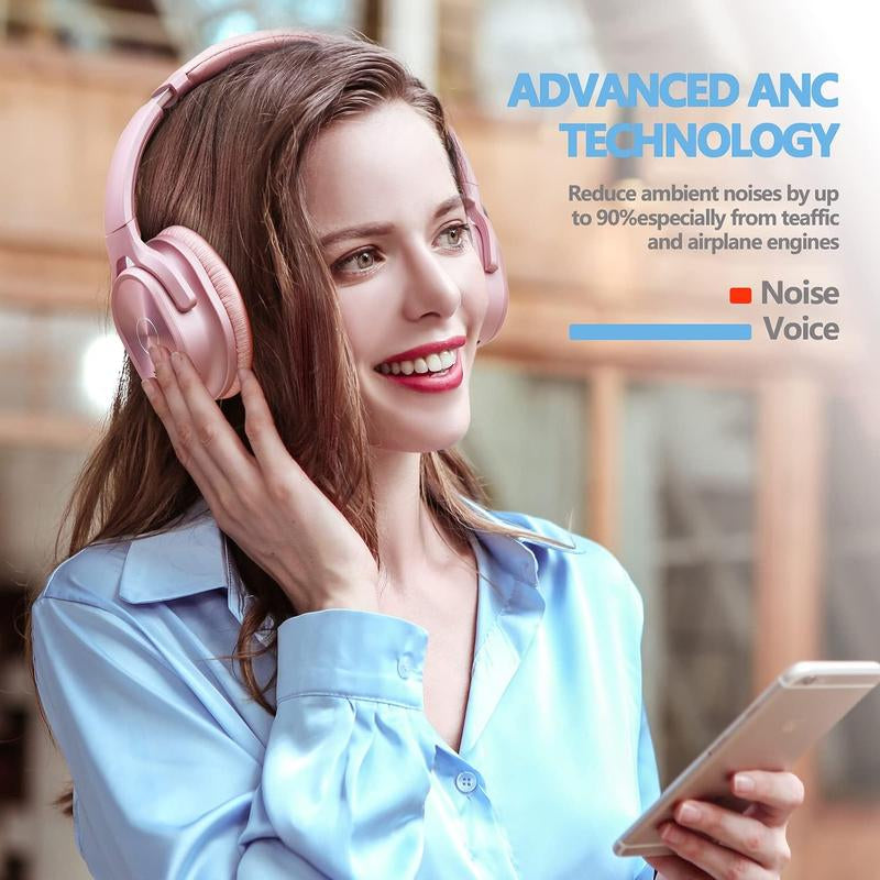 ZIHNIC PN9 Active Noise Cancellation Headphones,Wireless on Ear Bluetooth Headset, ,Foldable Earphones with Bulit-In Mic over Ear,12 Months Warranty,Multi-Color Optional Audio Earbud Electronic Folding Noise Cancelling