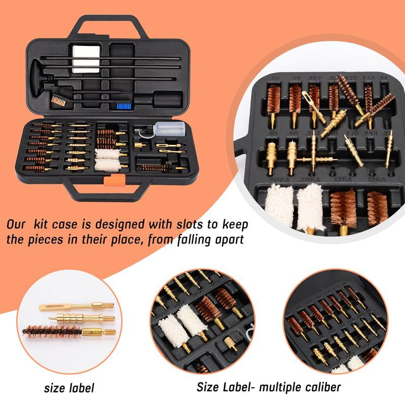 Universal Cleaning Kit Elite Edition for .22 .357/9MM .30 .40 .45 .243 .270 12GA 20GA All Calibers and Portable Brass Brush with Case Tools Gadgets Tool Accessories Durable