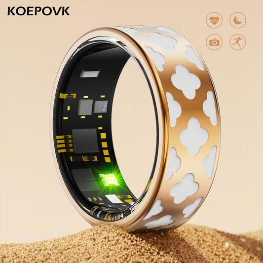 Tracking Fitness Ring,Enamel Wearable Smart Ring–Waterproof,Health Tracker,Sleep&Blood Pressure– Gift for Men,Women Gift Continuous Health Smart Sleep