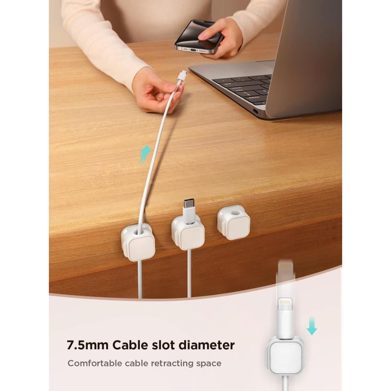 12 Pack Magnetic Cord Holder, Cord Organizer Cable Clip for Desk Management, Smooth Adjustable Cable Clip, Wire Holder Keeper Organizer for Home Office Desk Phone Car Wall Desktop Nightstand