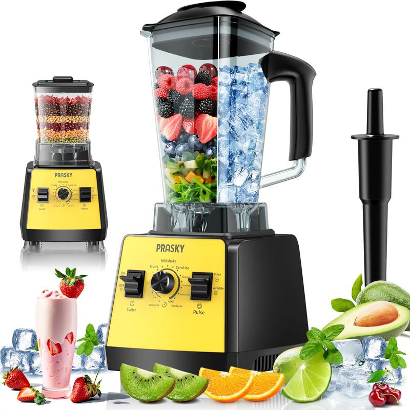 Prasky Professional Blender,Kitchen for Blender 68Oz BPA Free 2 Containers Countertop Blenders Ice Crushing&Max.2400Watts/1000Watts Blender and Grinder Combo 25000RPM , Smoothies/Juice/Nuts Butter/Food Processor/Kitchen Appliances /SMARTLIVING