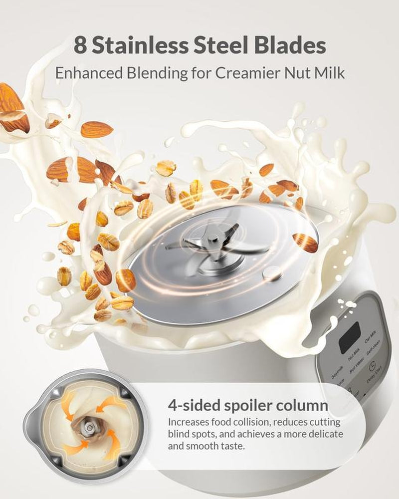 KIDISLE 8 in 1 Nut Milk Maker Machine, Electric Bean Nut Milk Machine Oatmilk Maker Almond Maker, Homemade Plant Based Milks and Non Dairy Beverages, 32Oz Juice Machine with Delay Start/Keep Warm/Boil Water Kitchen Companion Juicer Machine