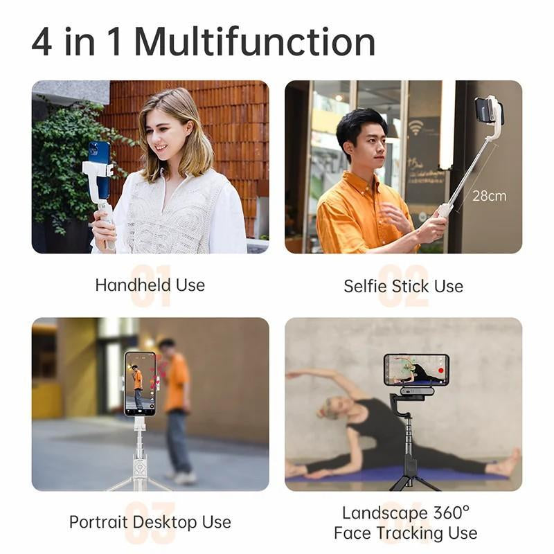 Hohem Isteady Q Selfie Stick Gimbal Stabilizer, 2 Axis Face Tracking & 360° Rotation Tripod with Wireless Remote, 4 in 1 Portable Tripod W/Extendable Stick