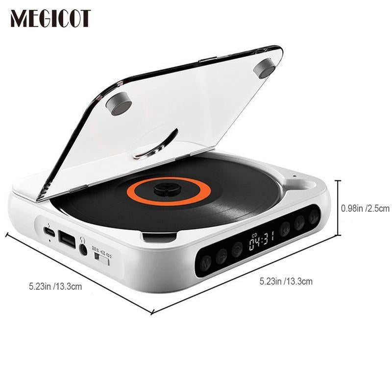 MEGICOT Portable Bluetooth CD Player Built-In Rechargeable Battery with Speaker LED Display USB Audio Port, Support Bluetooth Headset Listening Music Wireless Compact Player - Not Work with Car Bluetooth and Smartphone