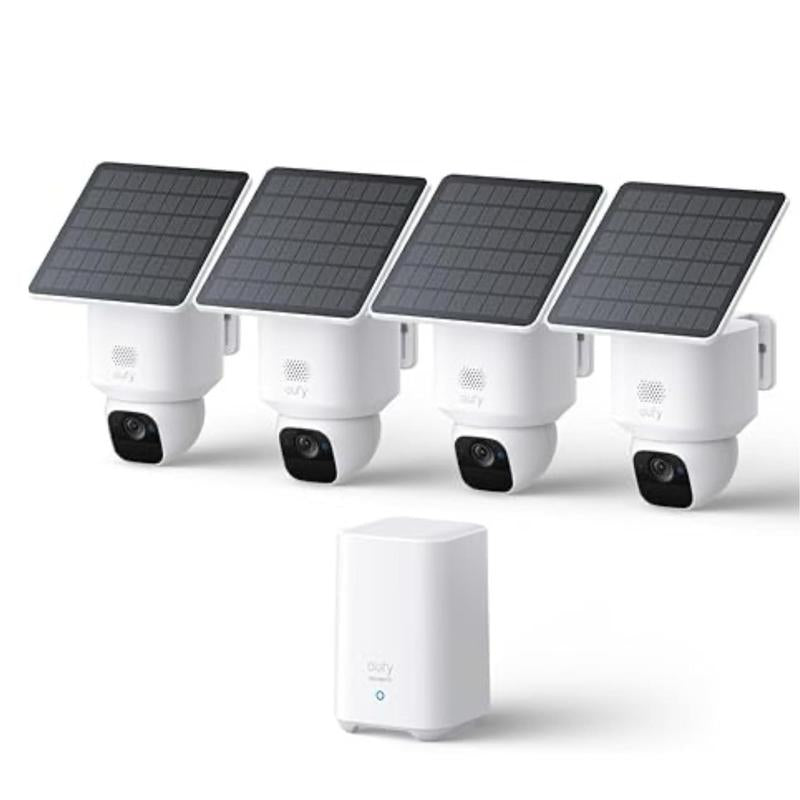 Eufy Security Eufy Solocam E30, Solar Powered, 360° Pan, AI Tracking, 2K Clarity, Security Cameras Wireless Outdoor, Camera, Outdoor Camera, Homebase S380 Compatible, No Monthly Fee