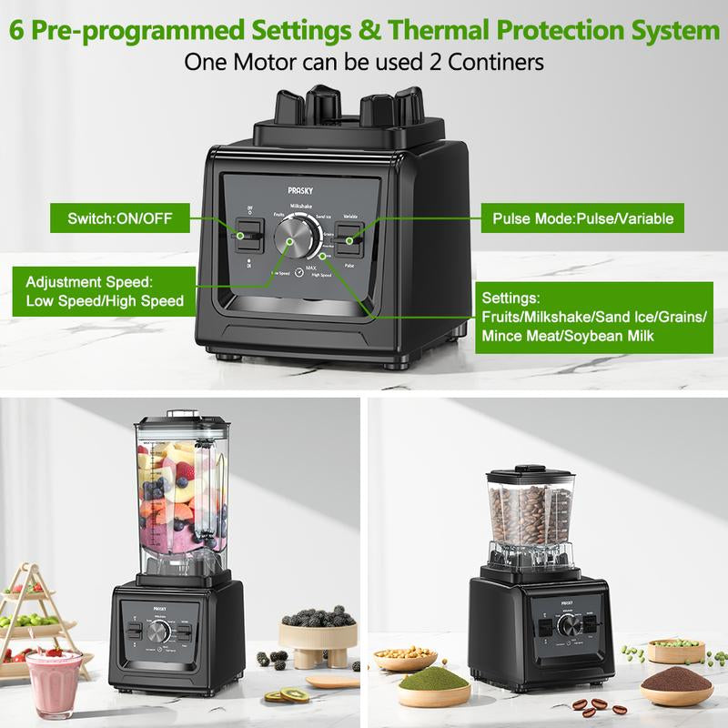 {Live}Professional 75Oz & 68Oz Blender, BPA Free 2 Containers Countertop Blenders Ice Crushing, Juice Smoothies,Grinder Combo 25000RPM Powerful Crusher Machine/Smoothielover/Smarthome/Smartliving