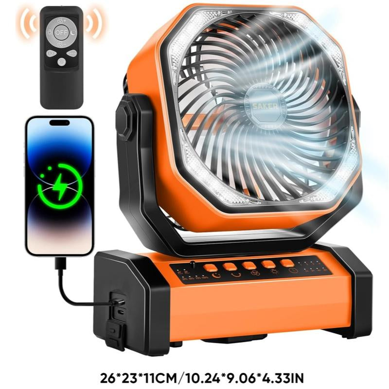 Saker Rechargeable Camping Fan - 40000Mah Battery Powered Tent Fan, Perfect for Gifts to Friends. Charging Blades Cable