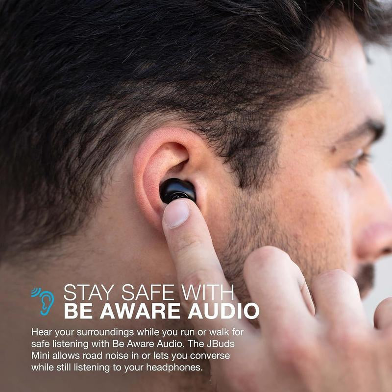 Jlab Jbuds Mini True Wireless Earbuds & Cloud Foam Earbud Tips, Charging Case, Sweat Proof, Be Aware Safety Mode, Custom Eq/Controls, Android / Iphone