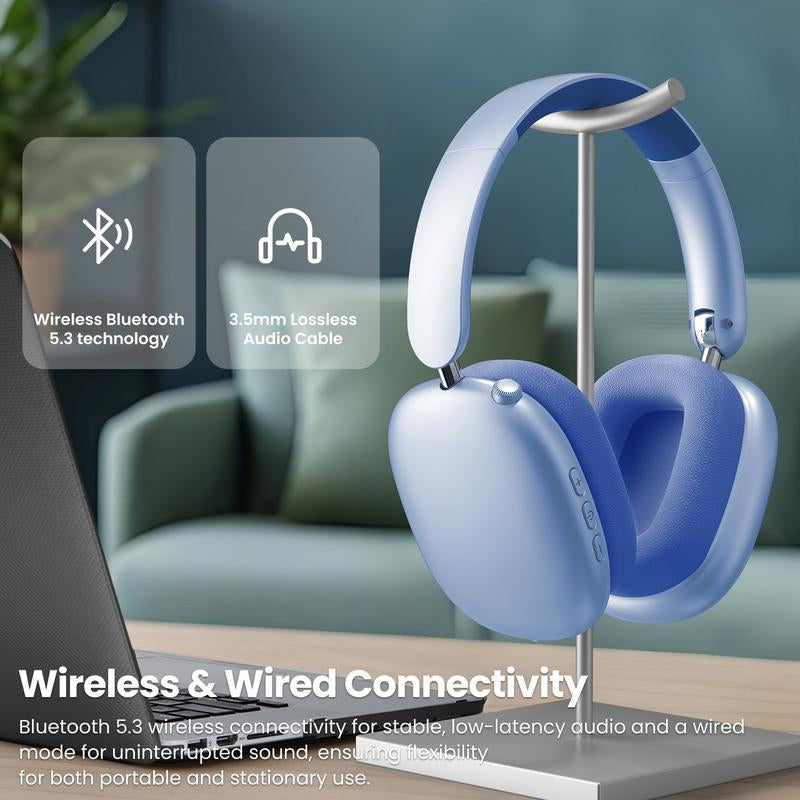 Y01 Over-Ear Bluetooth 5.3 Headphones, 48H Playtime, Noise Reduction, Hi-Res Sound, Foldable Design, with Mic for Ios/Android/Pc