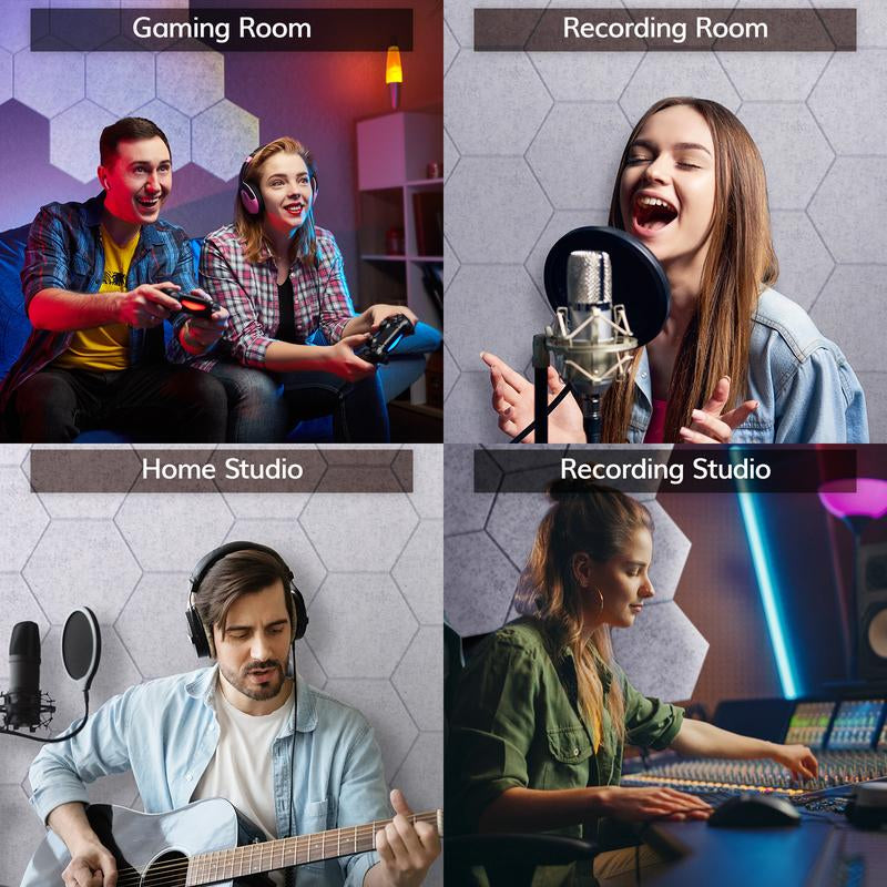 TONOR RGB Acoustic Panels Self-Adhesive, Sound Proof Panels Dampening Insulation Treatment for Gaming,Streaming, Podcast, Studio