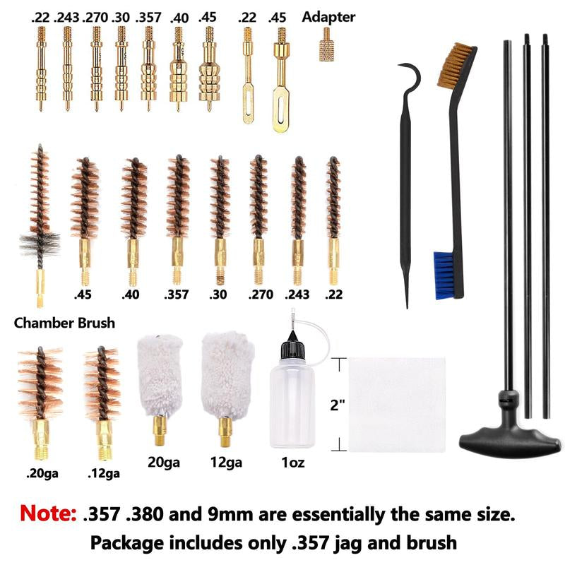 Universal Cleaning Kit Elite Edition for .22 .357/9MM .30 .40 .45 .243 .270 12GA 20GA All Calibers and Portable Brass Brush with Case Tools Gadgets Tool Accessories Durable