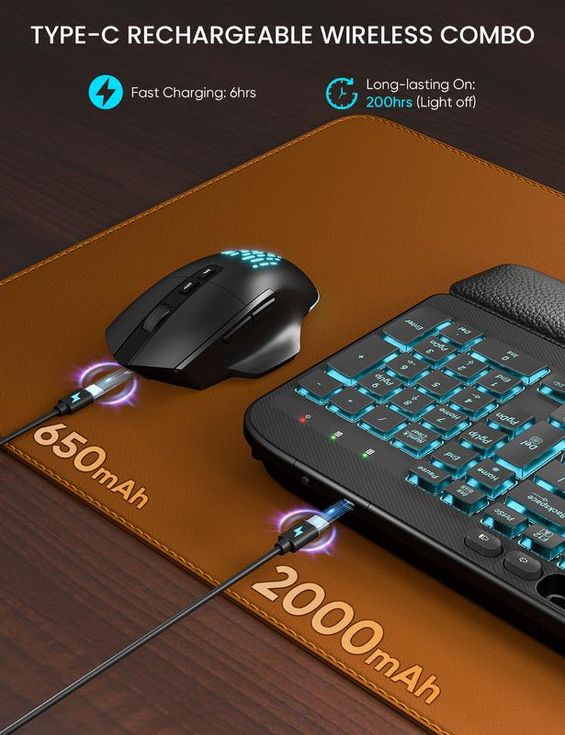 SABLUTE MA22 Pro Ergonomic Wave Keyboard & RGB Mouse Combo! (Non Bluetooth) Leather Wrist Rest, Phone Holder—Game-Changing Setup!