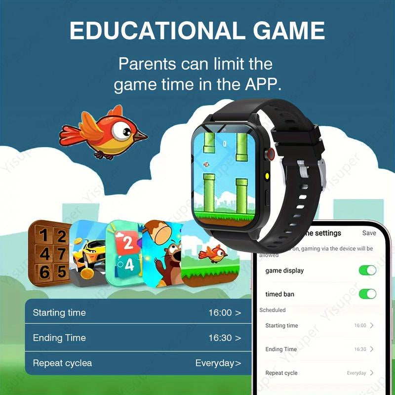 Kids Smart Watch with Camera, Album, Video Recorder, 18 Games, Calculator, Calendar, LED Light, Silicone Strap, Perfect Holiday Gift