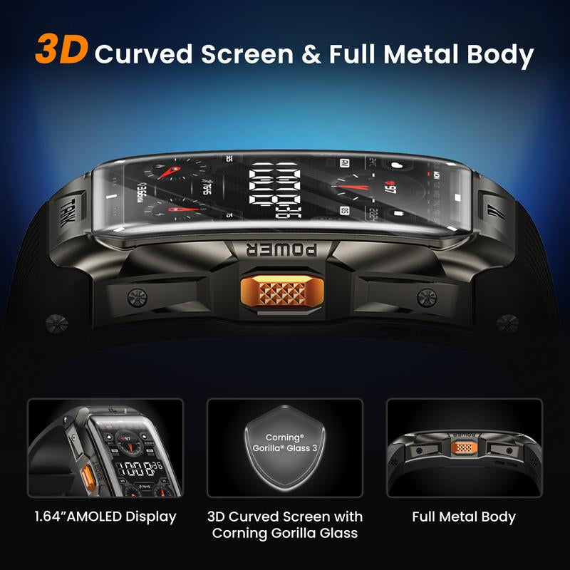 KOSPET X2 Smartwatch,Fitness Tracker,Bluetooth Calls,44-Day Battery Life,50M Waterproof,Amoled Display, Full-Metal,Android&Ios Watches Black,Wearable,Watches for Men Smartphone,Heart Rate Monitor,Smart Band,Blood Pressuremonitor,Healthtracker,Touch Screen
