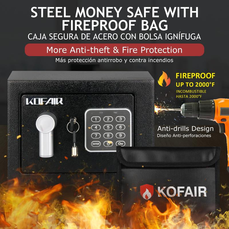 KOFAIR Safe Box for Home Safe with Fireproof Bag, Money Saving Safe, Safe Storage Cabinet,Smell Proof Container Wall & Floor Safes Smart