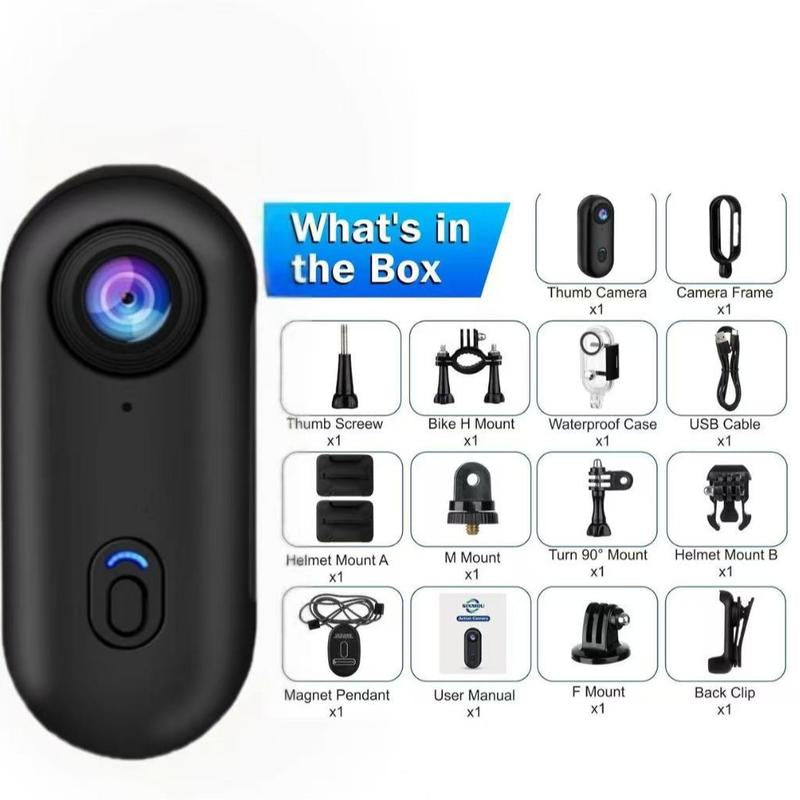 FHD 4K Mini Body Camera, Wearableaction Body Cam, Portable Thumb Size Hands Freerecording Body Worn Camera for Pet Walkingwork, Travel