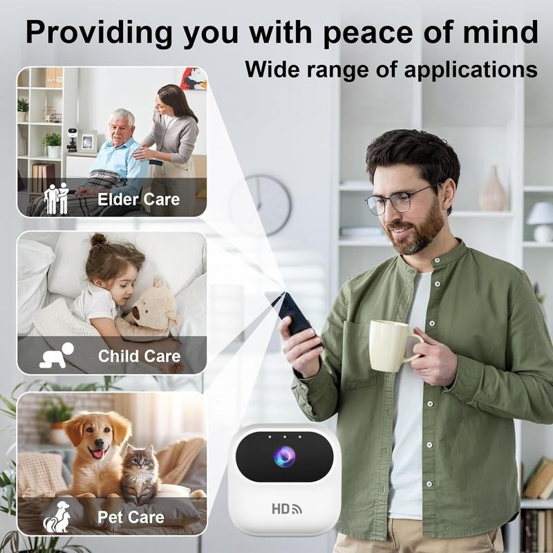 Mini Magnetic Wifi Security Camera, Wireless Window Camera, Spy Tool, Vlog Recording and Night Vision, Free 1/4 Screw Bracket, CCTV, No Monthly Fees, Black and White