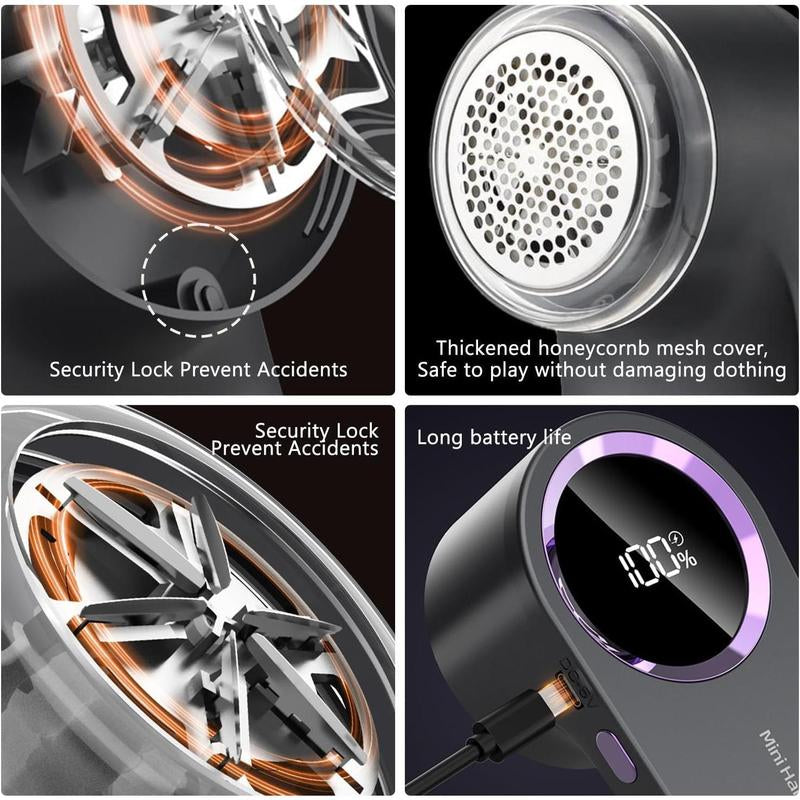 Portable Fabric & Lint Shaver, Smart Digital LED Display, for Removing Lint from Sweaters, Blankets, Sofas, with One Replaceable Blade
