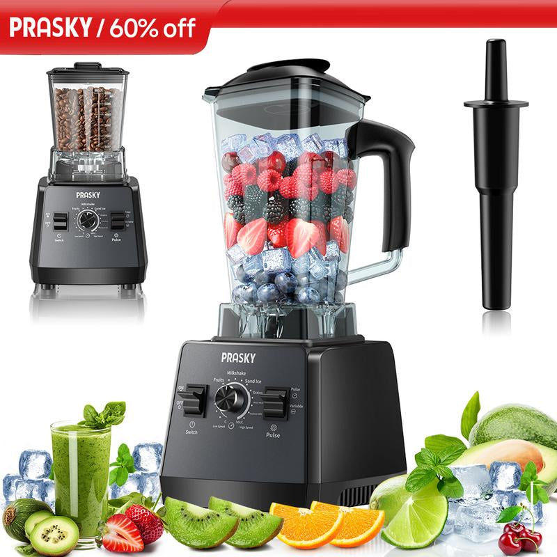 Prasky Professional Blender,Kitchen for Blender 68Oz BPA Free 2 Containers Countertop Blenders Ice Crushing&Max.2400Watts/1000Watts Blender and Grinder Combo 25000RPM , Smoothies/Juice/Nuts Butter/Food Processor/Kitchen Appliances /SMARTLIVING