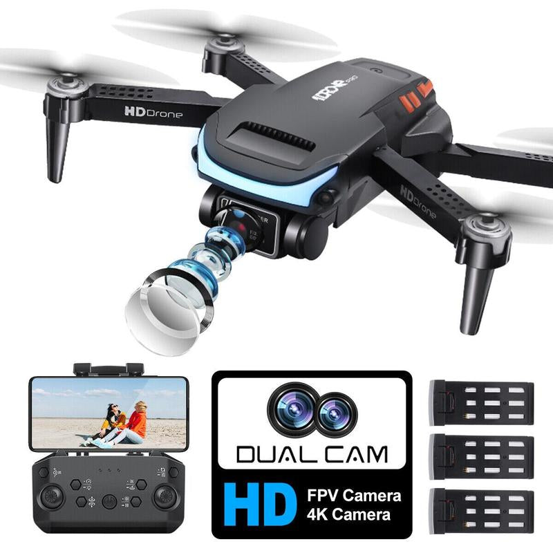 Mini Drone with HD Dual Camera, RC Quadcopter Drone with Light, Avoiding Obstacles, Headless Mode, 3 Batteries Accessories Remote Electronic Device Optical Flow Hover