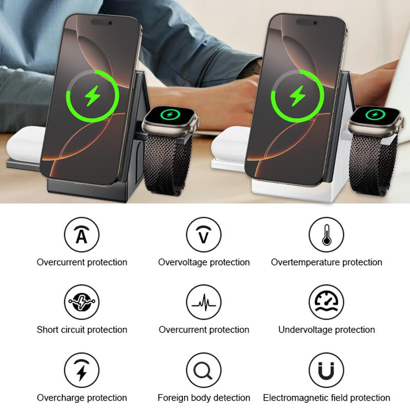 3-In-1 Magnetic Wireless Charging Station, Foldable USB Type-C Adapter for Samsung Galaxy Z Fold/Flip, S24 Ultra/S23/S22/S21/S20