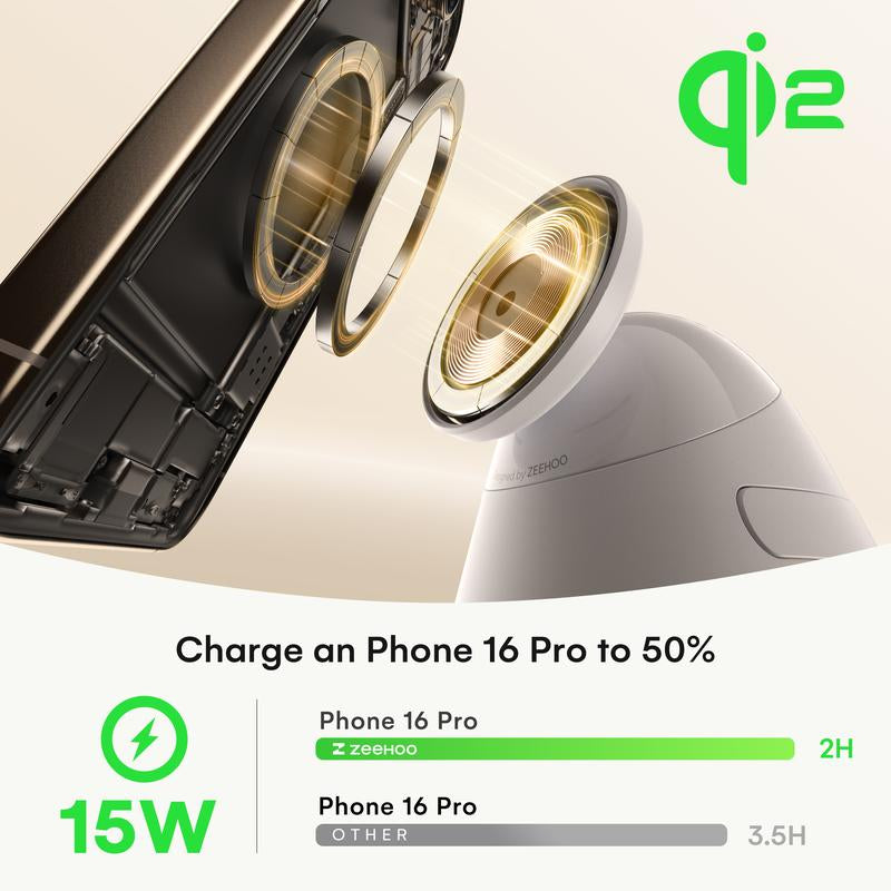 ZEEHOO 4-In-1 Wireless Charging Station for Apple,15Wqi2 Mag-Safe Charger with Dimmable Light & 360° Rotatingphone Stand, Fast Charger for Iphone 16-12, Airpods, Applewatch & Samsung Watch (30W Adapter Included)