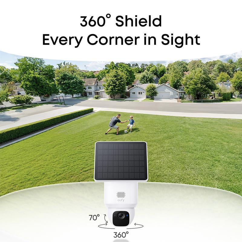 Eufy Security Eufy Solocam E30, Solar Powered, 360° Pan, AI Tracking, 2K Clarity, Security Cameras Wireless Outdoor, Camera, Outdoor Camera, Homebase S380 Compatible, No Monthly Fee