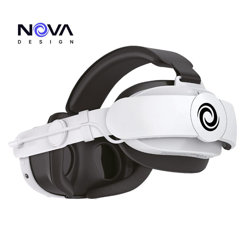 Nova Design Battery Head Strap for Meta Quest 3 & 3S – Extended Playtime, 6000Mah Battery, Adjustable Fit, Cushioned Comfort for Long VR Sessions