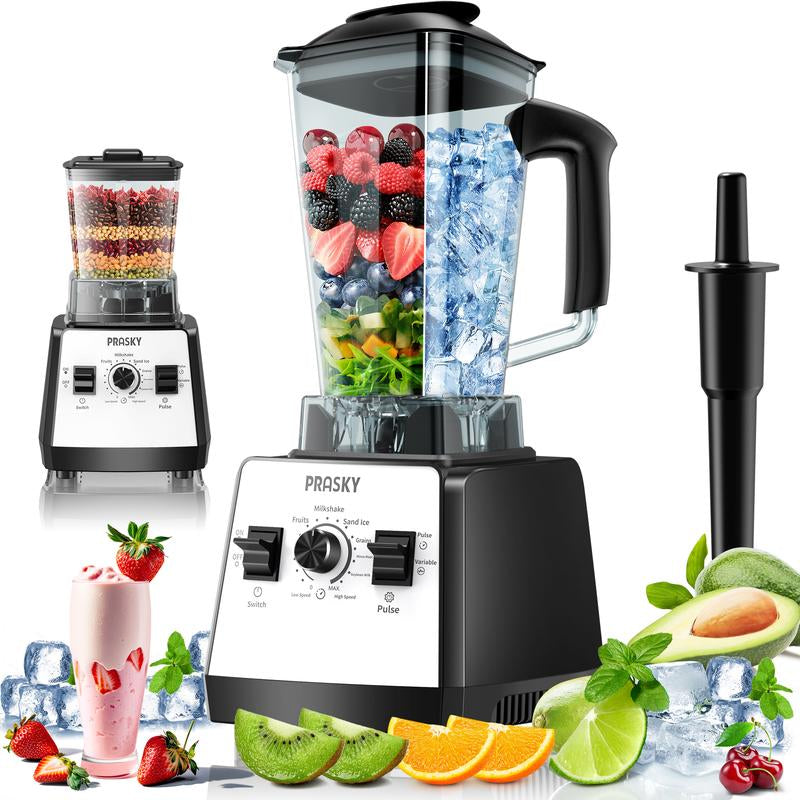 Prasky Professional Blender,Kitchen for Blender 68Oz BPA Free 2 Containers Countertop Blenders Ice Crushing&Max.2400Watts/1000Watts Blender and Grinder Combo 25000RPM , Smoothies/Juice/Nuts Butter/Food Processor/Kitchen Appliances /SMARTLIVING